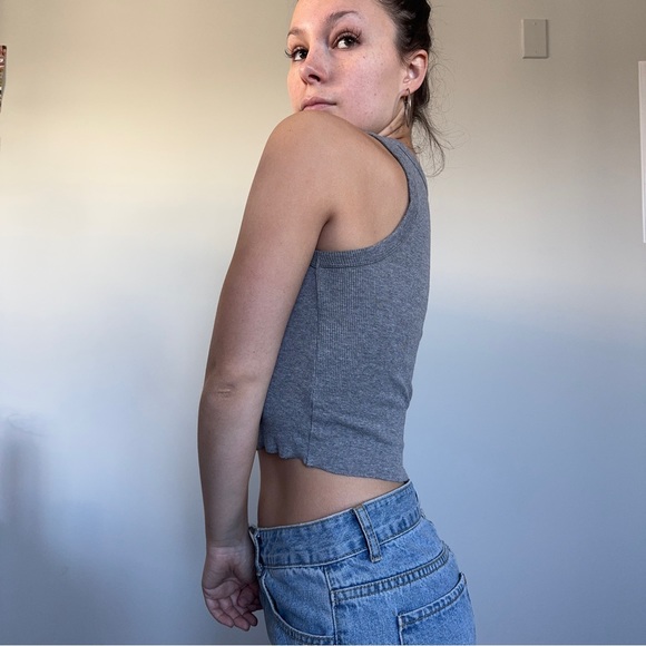 ANew Day Gray Rib Knit High Neck Tank Top - Picture 3 of 7